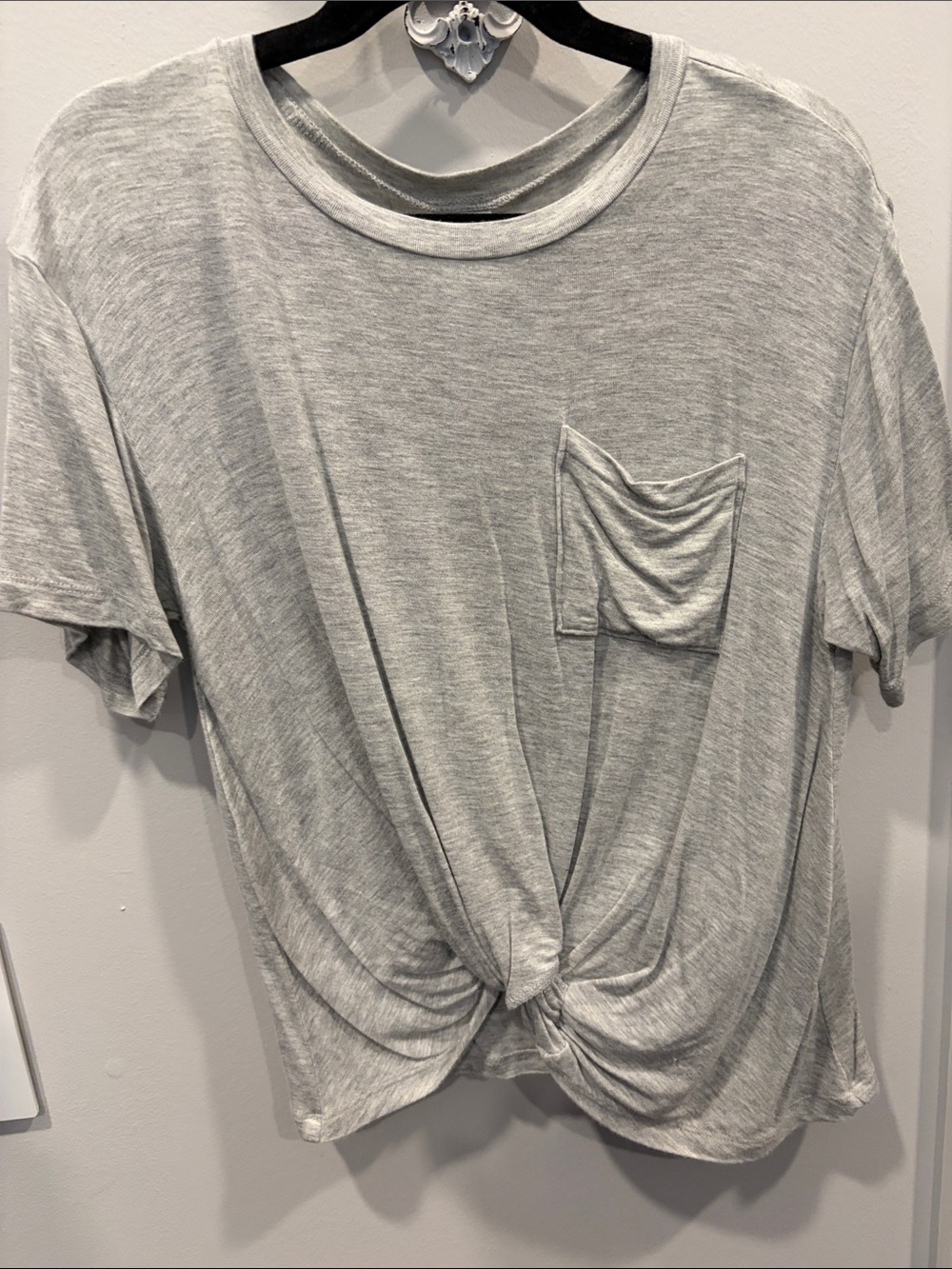 Nordstrom Heather Gray Short-Sleeve Twist Front Pocket Tee - Kids